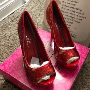 4” Inch Open Toe Glitter Pumps